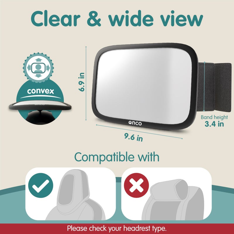 Onco Fixed Headrest Baby Car Mirror - Tesla-Compatible Car Mirror for Baby, 100% Shatterproof & Shake-Proof, Non-Slip with 360° Rotation, Newborn Must Haves - Image 4
